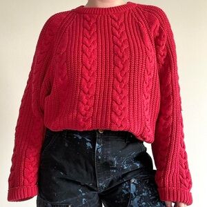 Red Cable Knit Sweater